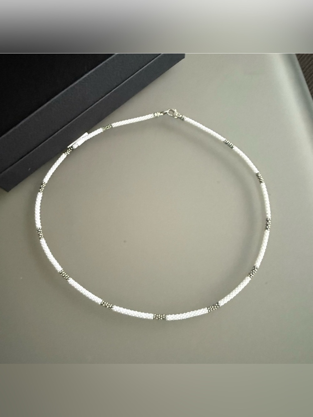 LAGOS White Silver
Station Ceramic Beaded Necklace